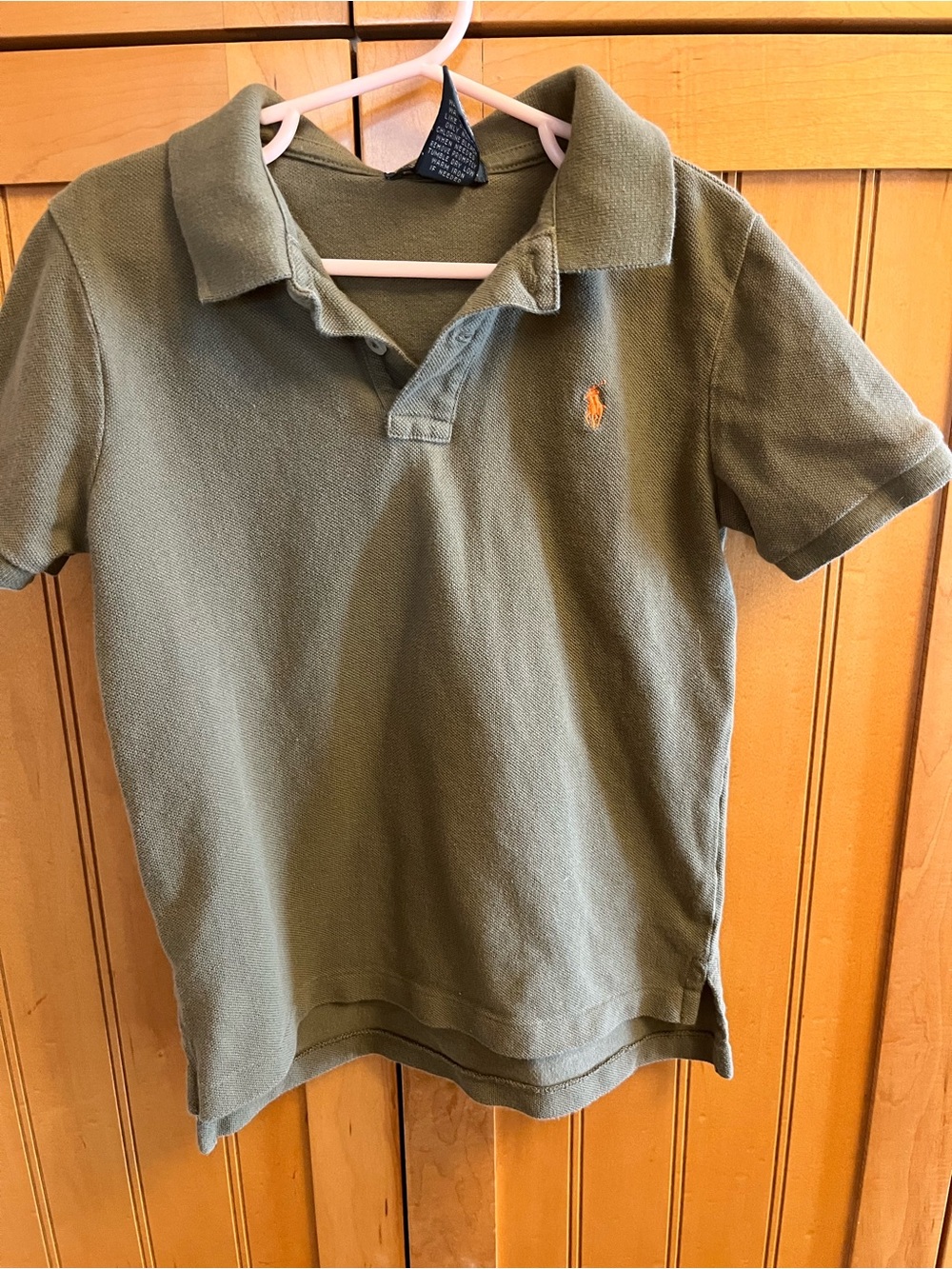 Ralph Lauren Kids Polo in Olive with Orange Pony